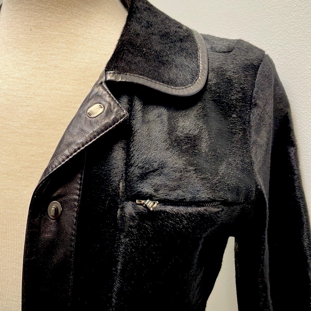 ELIE TAHARI Black Pony and Leather Jacket Women’s Small